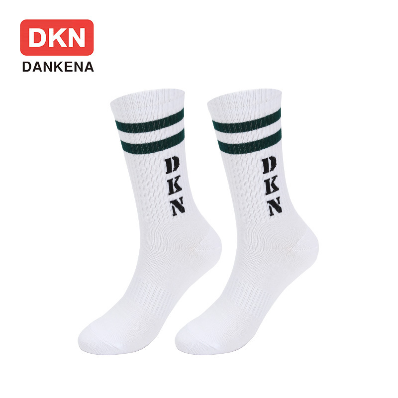 DANKENA 10 Pairs Men Women Two Bar School Wind Sports Sock Striped Couple Letters Stockings